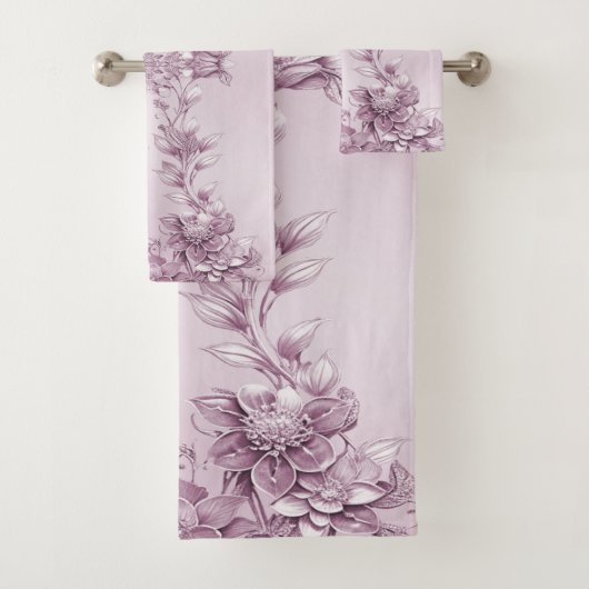 Roze Bloemen Handdoek Set (Insitu)