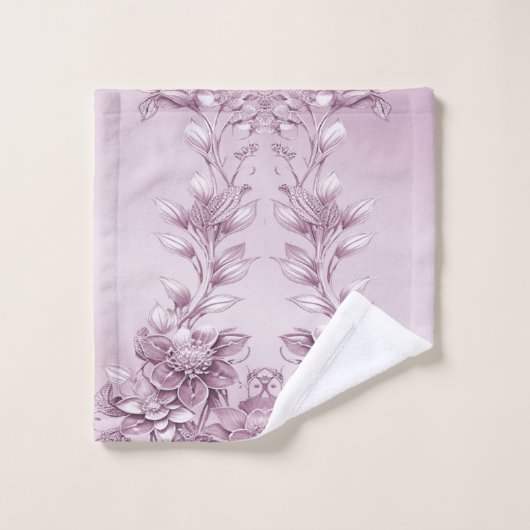 Roze Bloemen Handdoek Set (Wasdoekje)