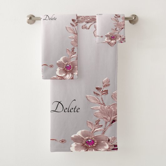 Roze  Bloemen Handdoek Set (Insitu)