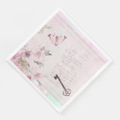 Roze Bloemen  Handschrift Ephemera Decoupage Servet (Hoek)
