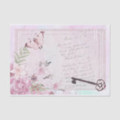 Roze Bloemen  Handschrift Ephemera Decoupage Tissuepapier (Voorkant)