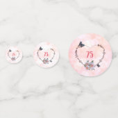 roze bloemen Happy 75th Birthday design Confetti (Achterkanten)