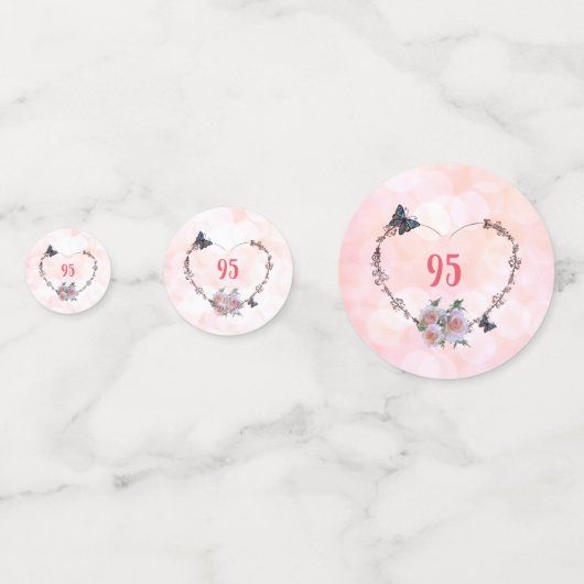 roze bloemen Happy 95th Birthday design Confetti (Achterkanten)