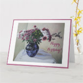  roze bloemen Happy Birthday bloemenkunst Kaart (Gele Bloem)