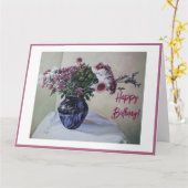  roze bloemen Happy Birthday bloemenkunst Kaart (Gele Bloem)