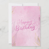 Roze Bloemen Happy Birthday Flat Kaart (Achterkant)