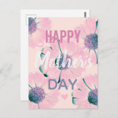 Roze bloemen Happy Moederdag Briefkaart (Voorkant / Achterkant)