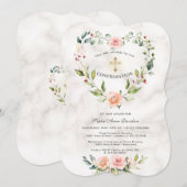 Roze bloemen Harde Lijst Marble Girl Bevestiging Kaart (Voorkant / Achterkant)