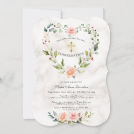 Roze bloemen Harde Lijst Marble Girl Bevestiging Kaart