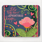 Roze Bloemen Hart Avonturen Vrolijk  Muismat (Voorkant)