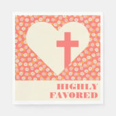 Roze Bloemen Hart & Cross Vrouwen Christelijk Servet (Voorkant)