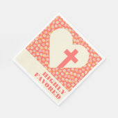 Roze Bloemen Hart & Cross Vrouwen Christelijk Servet (Hoek)