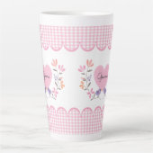 Roze Bloemen Hart Gepersonaliseerde Moederdag Latte Mok (Voorkant)