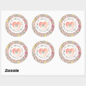  Roze Bloemen Hart Grandmillenial Ronde Sticker (Vel)