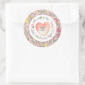  Roze Bloemen Hart Grandmillenial Ronde Sticker (Tas)