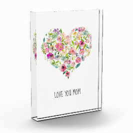 Roze Bloemen Hart LIEFDE JE MAM Moederdag Zoet Fotoblokken