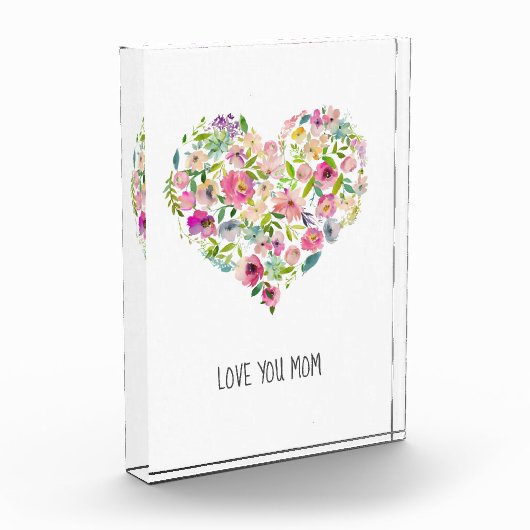 Roze Bloemen Hart LIEFDE JE MAM Moederdag Zoet Fotoblokken (Links)