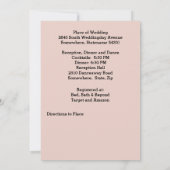 Roze Bloemen Hart Lijst & Gouden Ringen Bruiloft Kaart (Achterkant)