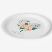 Roze Bloemen Hart Meisje Baby shower Papieren Bordje (Gekanteld)