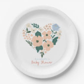 Roze Bloemen Hart Meisje Baby shower Papieren Bordje (Voorkant)