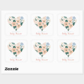 Roze Bloemen Hart Meisje Baby shower Vierkante Sticker (Vel)