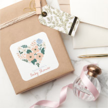 Roze Bloemen Hart Meisje Baby shower