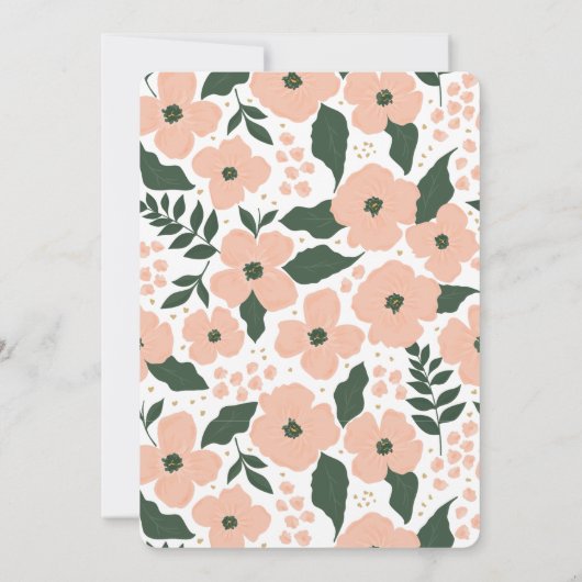 Roze Bloemen Hart Meisje Doop Kaart (Achterkant)