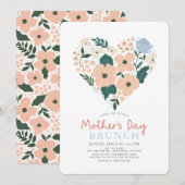 Roze Bloemen Hart Moederdag Brunch Kaart (Voorkant / Achterkant)