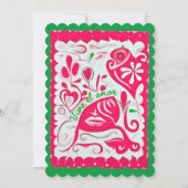Roze Bloemen Hart Papel Picado Mexicaanse bruiloft Kaart (Achterkant)