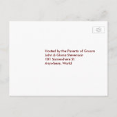 Roze Bloemen, Hart, Ringen RSVP Proefavondeten Uitnodiging Briefkaart (Achterkant)