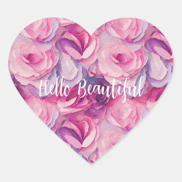 roze bloemen hart sticker