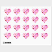 Roze bloemen hart sticker (Vel)