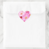 Roze bloemen hart sticker (Tas)