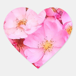 Roze bloemen hart sticker
