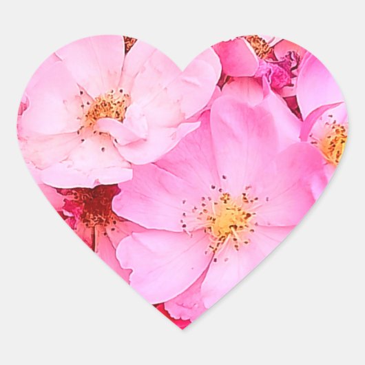 Roze bloemen hart sticker (Voorkant)