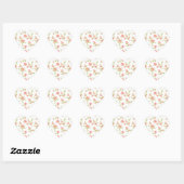 Roze bloemen hart sticker (Vel)