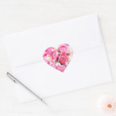 Roze Bloemen Hart Stickers (Envelop)