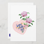 Roze bloemen &Hart voor Moederdag Feestdagenkaart (Voorkant / Achterkant)