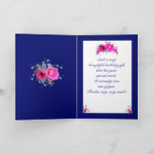 Roze bloemen Hartelijk dank voor de verjaardagskaa Bedankkaart (Binnen)