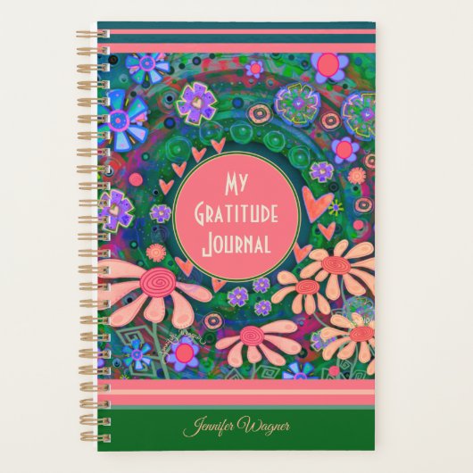  roze bloemen harten dankbaarheid Journal Planner (Voorkant)