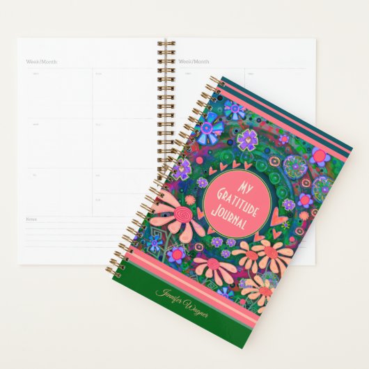  roze bloemen harten dankbaarheid Journal Planner (Display)