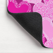 Roze bloemen hartjes patroon muismat (Hoek)