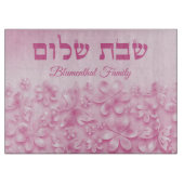 Roze Bloemen Hebreeuws Shabbat Shalom Challah Snijplank (Voorkant)