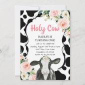 Roze Bloemen Heilige Koe Ik ben een meisje Eerste  Kaart (Voorkant)