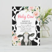 Roze Bloemen Heilige Koe Ik ben een meisje Eerste  Kaart (Staand voorkant)