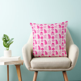 Roze Bloemen Herhaal Schattigee Patroon Art Design Kussen