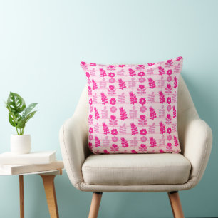 Roze Bloemen Herhaal Schattigee Patroon Art Design Kussen