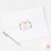 Roze Bloemen Herten Verjaardagsgunst Sticker (Envelop)