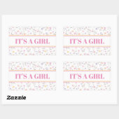 Roze Bloemen Het is een Meisje Baby shower Rechthoekige Sticker (Vel)