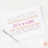 Roze Bloemen Het is een Meisje Baby shower Rechthoekige Sticker (Envelop)